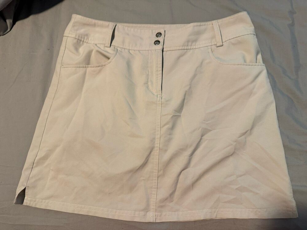 Adidas Golf Skort Womens 10 Beige ClimaCool Built-In Shorts  Pockets